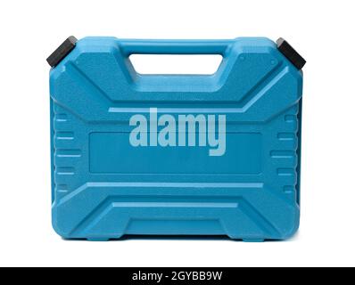 blue plastic tool case isolated on white background Stock Photo