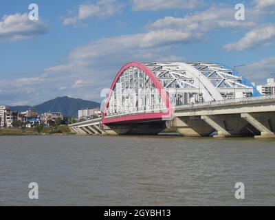 Soyanggang (Soyang river) bridge near the skywalk in Chuncheon city of South Korea Stock Photo