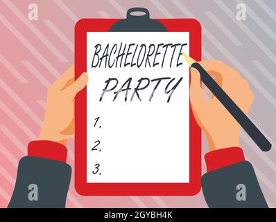 Writing displaying text Bachelorette Party, Word for a party given for a who is about to get married Playing Keyboard Typing Game, Creating And Proces Stock Photo