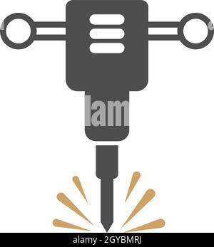 Construction drill icon logo design template vector Stock Vector