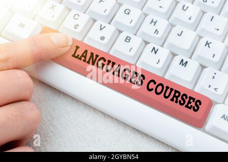Text showing inspiration Languages Courses, Business approach set of classes or a plan of study on a foreign language Retyping Download History Files, Stock Photo