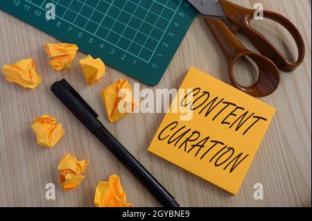 Inspiration showing sign Content Curation, Word Written on process of gathering information related to a certain topic Multiple Assorted Collection Of Stock Photo