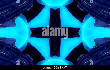 Mystical cross on a dark blue background mystical image different signs. Best background artwork for images and videos Stock Photo