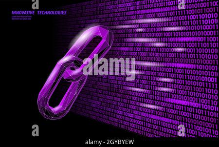 Blockchain link sign low poly design. Internet technology chain icon triangle polygonal hyperlink security business network concept. Blue futuristic Stock Vector