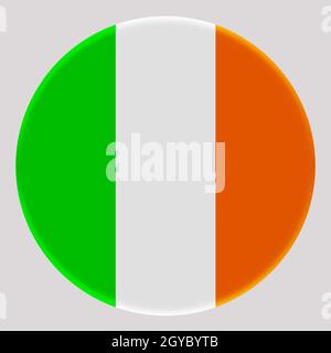 3D Flag of Ireland on avatar circle. Stock Photo