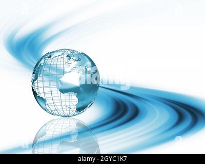 Wireframe globe on abstract background Stock Photo