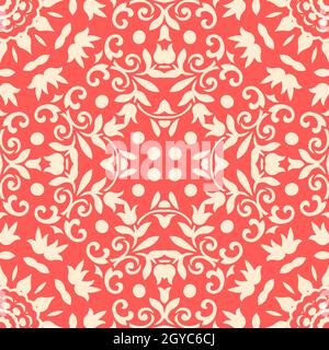 Seamless decorative round ornament with geometric pattern. Oriental floral lace vector. Luxury texture for wallpaper invitation decor fabric. Stock Vector