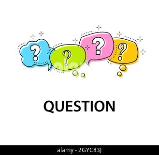 Question mark icon in color speech bubble. Dialogue Stock Vector