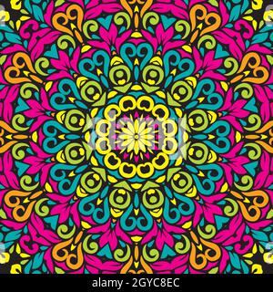 Seamless decorative round ornament with geometric pattern. Oriental floral lace vector. Luxury texture for wallpaper invitation decor fabric. Stock Vector