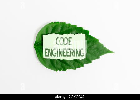 Sign displaying Code Engineering, Business showcase application of engineering to the development of software Saving Environment Ideas And Plans, Crea Stock Photo