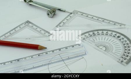 Design Professional services drawing tools close up Stock Photo