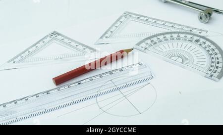 Design Professional services drawing tools close up Stock Photo