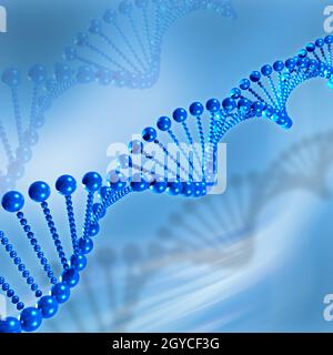 3D medical background with DNA strands Stock Photo