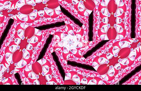 Colorful kaleidoscope seamless pattern. Decorative hexagon ornament. Geometric design element. Rainbow wallpaper, fabric, paper, furniture print. Abst Stock Photo