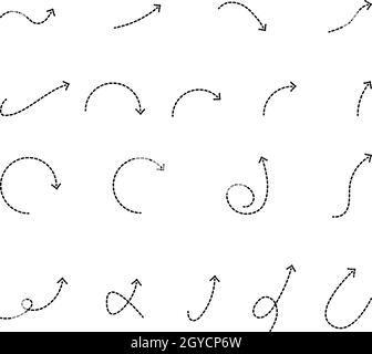 Set of black striped curved arrows vector stock illustration Stock Vector