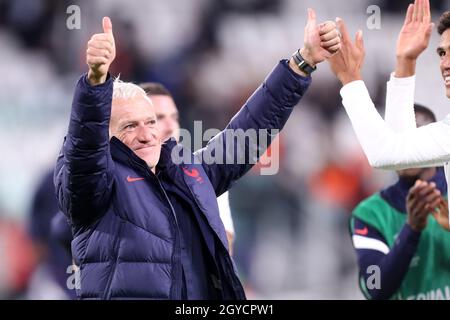 Didier Deschamps, a former Juventus and Chelsea midfielder as well as  ex-captain of the French team, waves during his official presentation as  new coach of Juventus soccer club, in Acqui Terme training