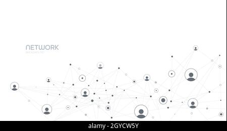 Network background. Connections with points, lines, and people icons. Vector illustration Stock Vector