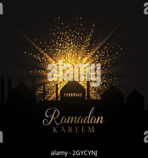 Decorative Ramadan background with gold glitter explosion Stock Photo