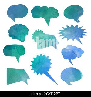 Collection of speech bubbles with watercolour effect Stock Photo