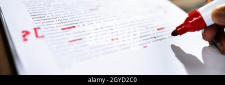 Book Script Edit And Paper Text Proofreading Stock Photo