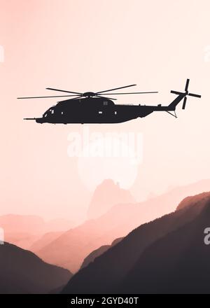 American heavy lift helicopter in the flight Stock Photo