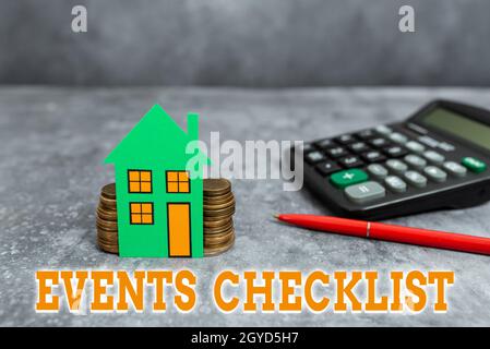 Handwriting text Events Checklist, Word Written on invaluable tool for successfully managing your events Computing House Upgrade Budget, New Household Stock Photo