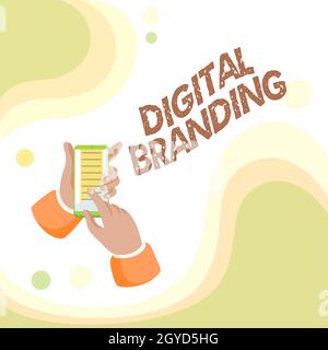 Conceptual caption Digital Branding, Internet Concept combination of internet branding and digital marketing Abstract Spreading Message Online, Global Stock Photo