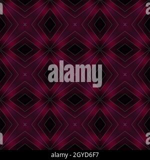 A Dark Pink on dark ornamental painted kaleidoscopic pattern tile Stock Photo