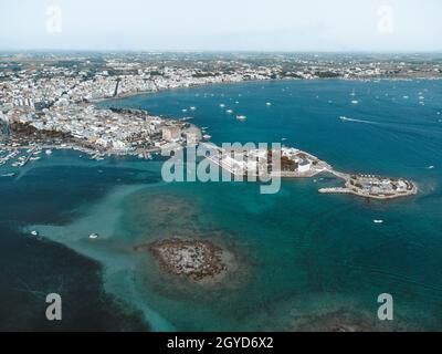 a great view on porto cesareo and rabbit island, in puglia Stock Photo