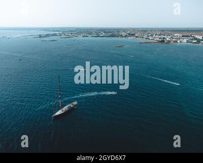 a great view on porto cesareo and rabbit island, in puglia Stock Photo