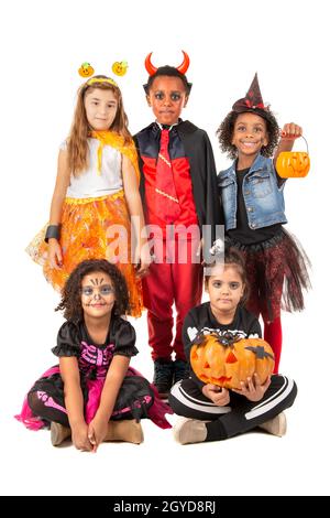 Group of kids in Halloween/Carnaval costumes isolated Stock Photo - Alamy