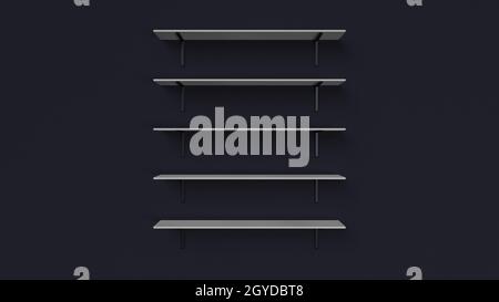 3d render of a set of shelves isolated on wall background Stock Photo