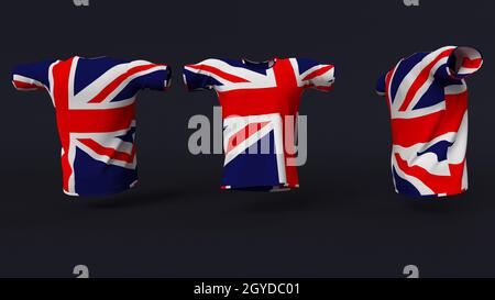 3d realistic render of Mens T Shirt with national flag Stock Photo