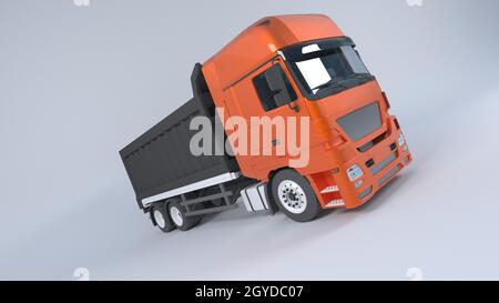 3D Render of a Tipper Dump Truck Isolated. Stock Photo