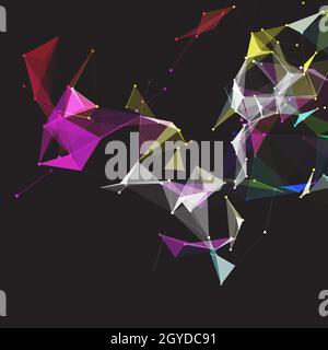 Abstract background with a colourful low poly plexus design Stock Photo