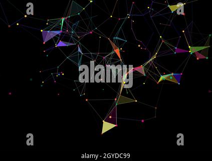 Abstract colourful low poly background with plexus design Stock Photo
