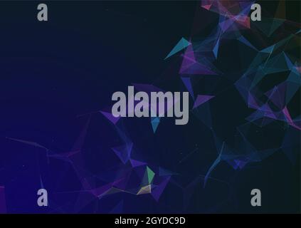 Colourful network communications background with connecting lines and dots design Stock Photo