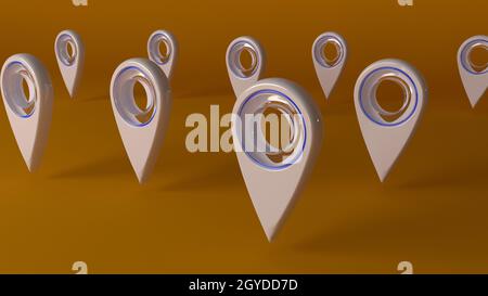 3d render of map drop pin  pointer set Stock Photo