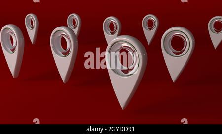 3d render of map drop pin  pointer set Stock Photo