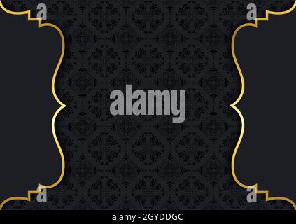 Elegant background with damask pattern and gold frames Stock Photo