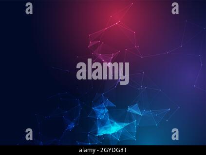 low poly abstract design background with connecting lines and dots design Stock Photo