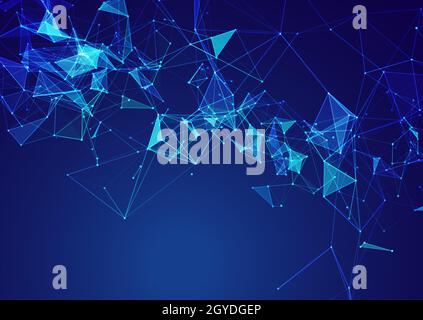 Network communications background with low poly design on a world map ...