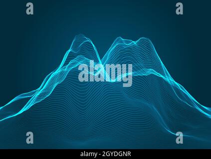 Mountain terrain background in a wireframe design Stock Photo