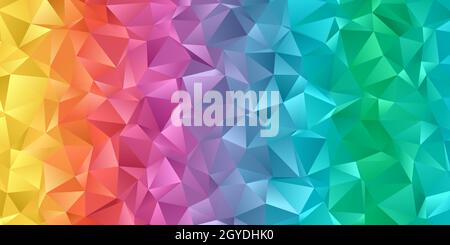 Banner with a low poly rainbow coloured design Stock Photo