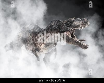 Gorgosaurus Dinosaur on smoke background Stock Photo