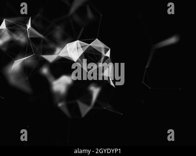 3D render of an abstract communications background with low poly plexus design Stock Photo