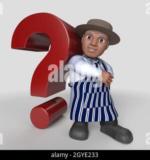 3D Render of Cartoon Butcher Character Stock Photo