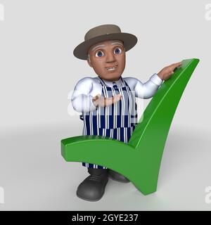 3D Render of Cartoon Butcher Character Stock Photo