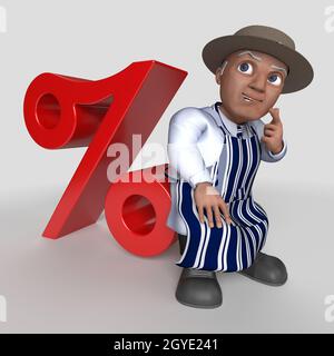 3D Render of Cartoon Butcher Character Stock Photo