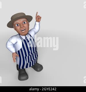 3D Render of Cartoon Butcher Character Stock Photo